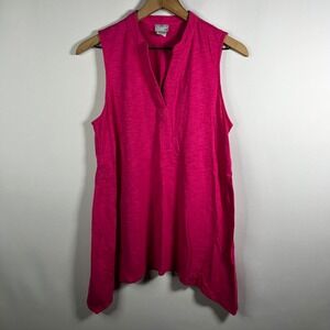 Chico's Top Women 1 US Medium Pink Collared V-Neck Sleeveless Blouse Lightweight